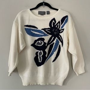 Vintage Jimmy Garcia Hand Loomed Abstract Floral Sweater • Size Medium